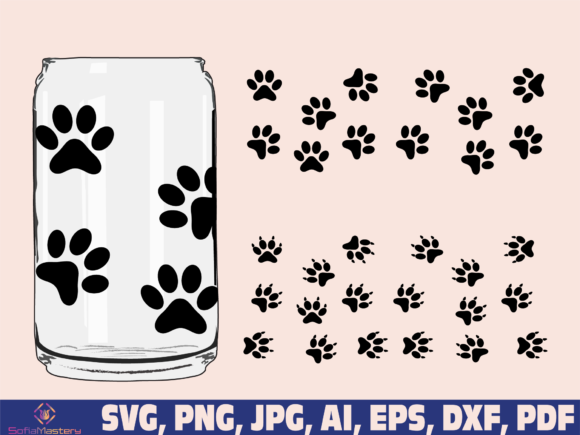 Dog Paw Print Glass Wrap