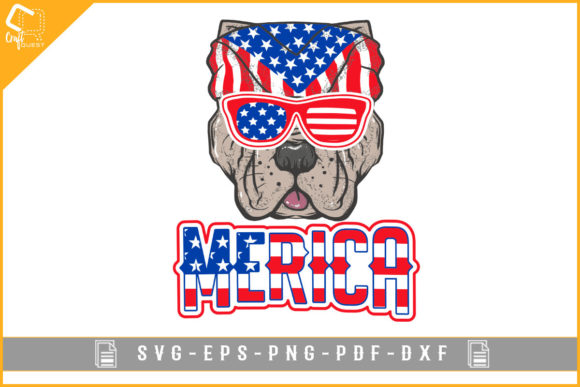 Merica 4th of July Dog with USA Sunglass